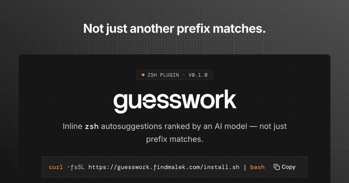 Guesswork – zsh autosuggestions ranked by an AI model instead of prefix match